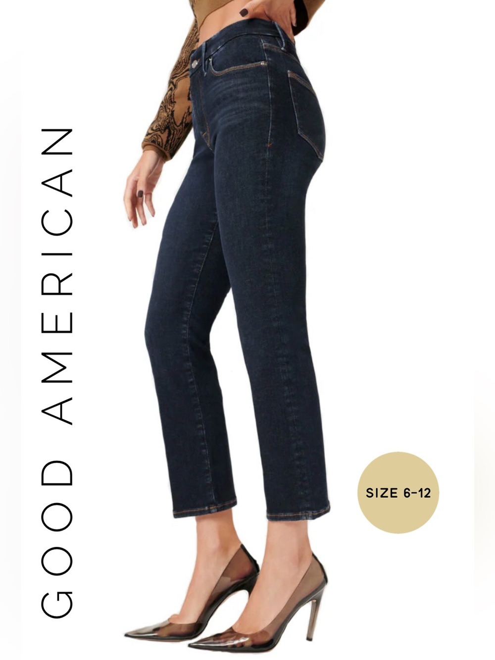 Good American Always Fits Good Straight Dark Blue Size 6-12 NWOT
